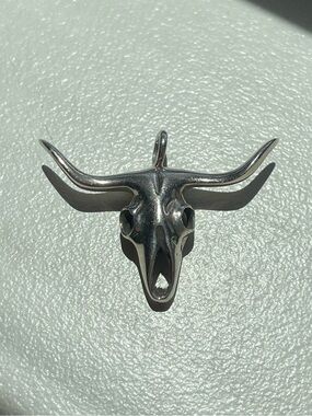 Silver Longhorn Skull Necklace Pendant